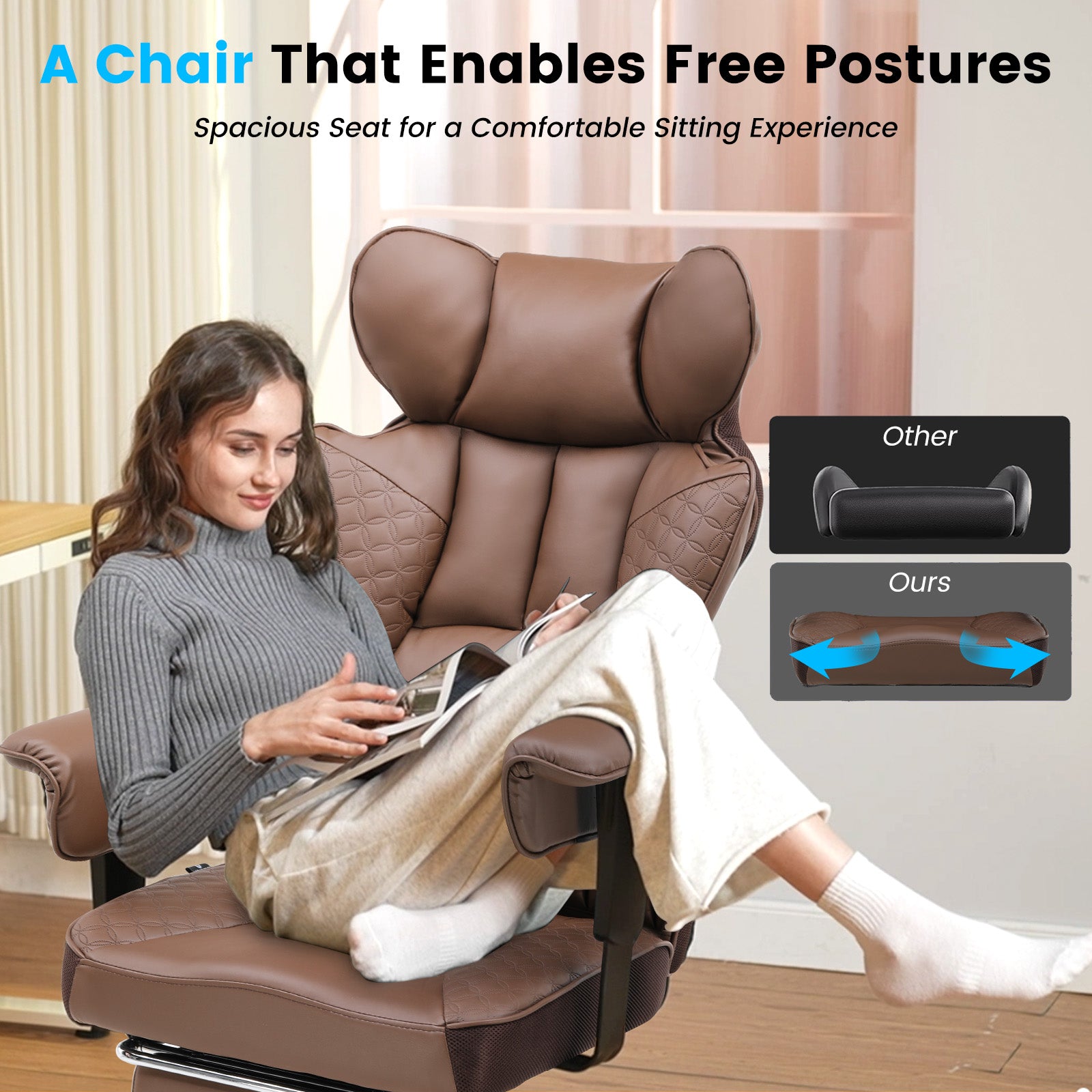 COMHOMA Upgraded Big and Tall Office Chair 400LBS with Pillow & Adjustable Armrest CH510/CH511
