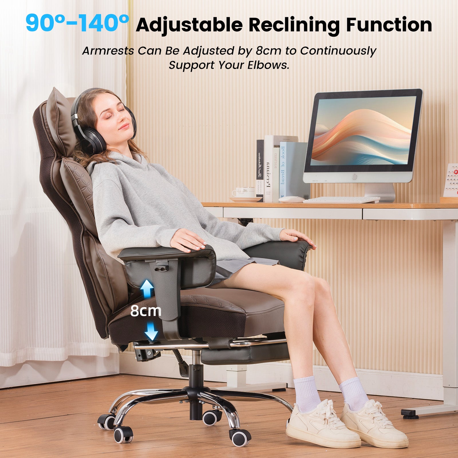 COMHOMA Upgraded Big and Tall Office Chair 400LBS with Pillow & Adjustable Armrest CH510/CH511