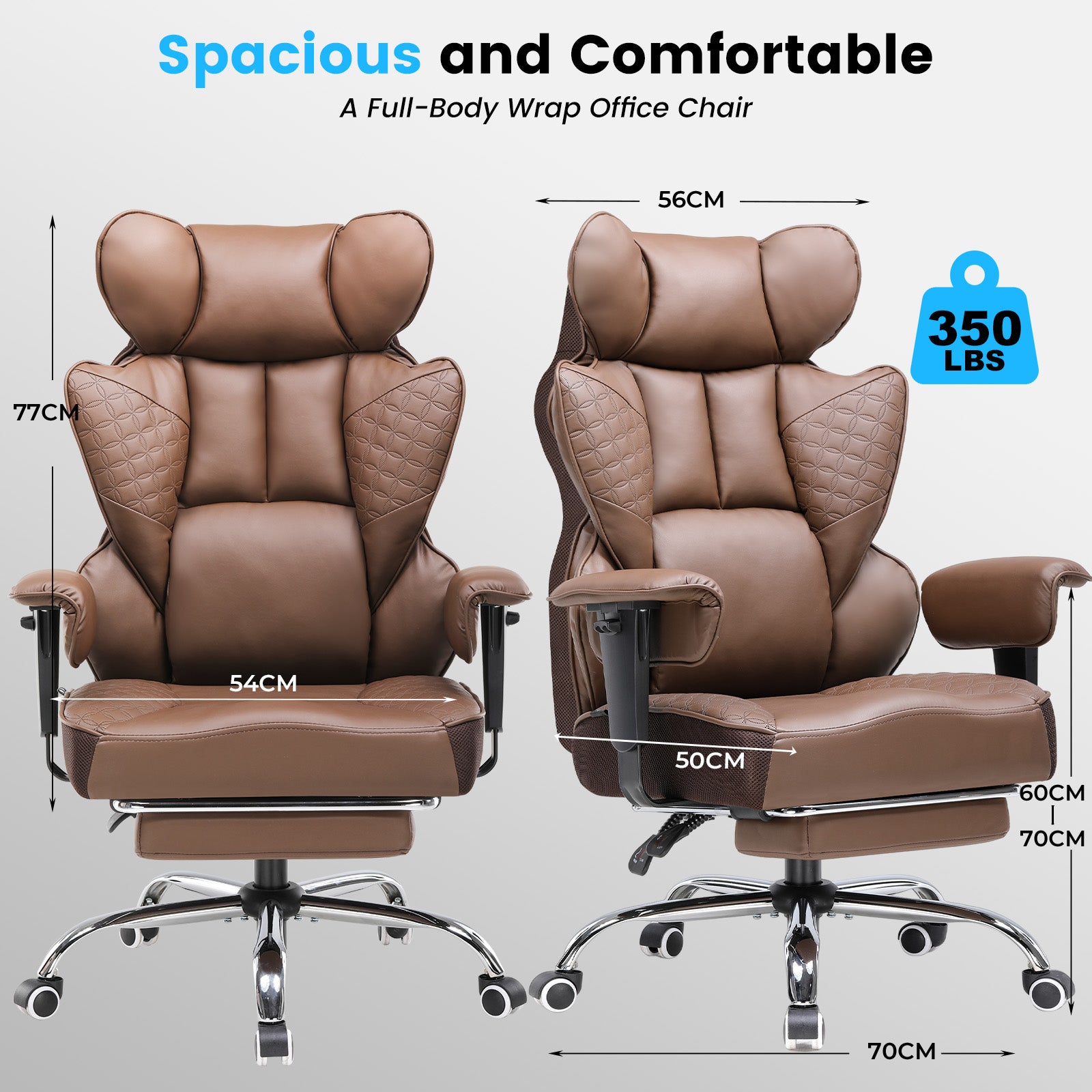 COMHOMA Upgraded Big and Tall Office Chair 400LBS with Pillow & Adjustable Armrest CH510/CH511