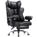 Black office chair with quilted design on a white background