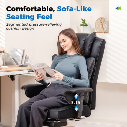 COMHOMA Upgraded Big and Tall Office Chair 400LBS with Pillow, Adjustable Armrest CH510