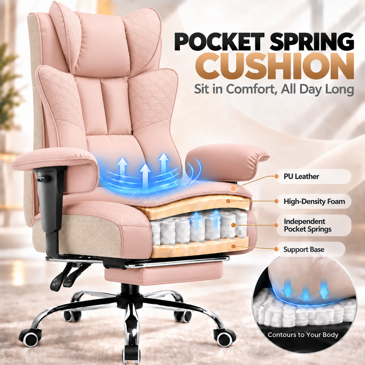 COMHOMA® Big Headrest 400LBS Big and Tall Office Chair CH610