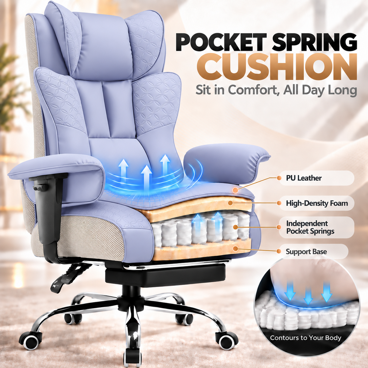 COMHOMA® Big Headrest 400LBS Big and Tall Office Chair CH610