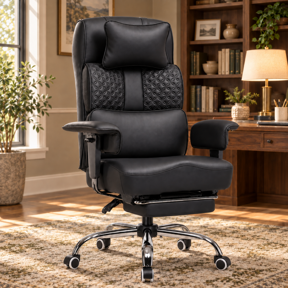 Cloudrest Pro® Big Tall Office Chair 400lbs with Built-In Lumbar Support, Footrest & Pillow CH620-SP