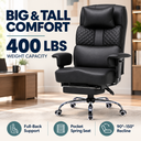Cloudrest Pro® Big Tall Office Chair 400lbs with Built-In Lumbar Support, Footrest & Pillow CH620-SP