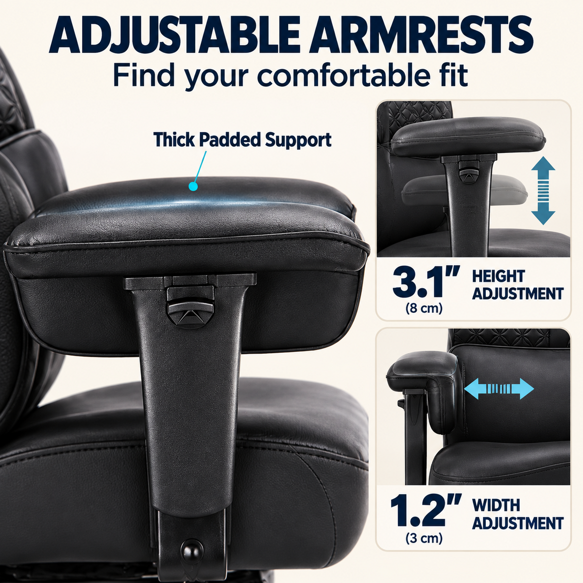 Cloudrest Pro® Big Tall Office Chair 400lbs with Built-In Lumbar Support, Footrest & Pillow CH620-SP