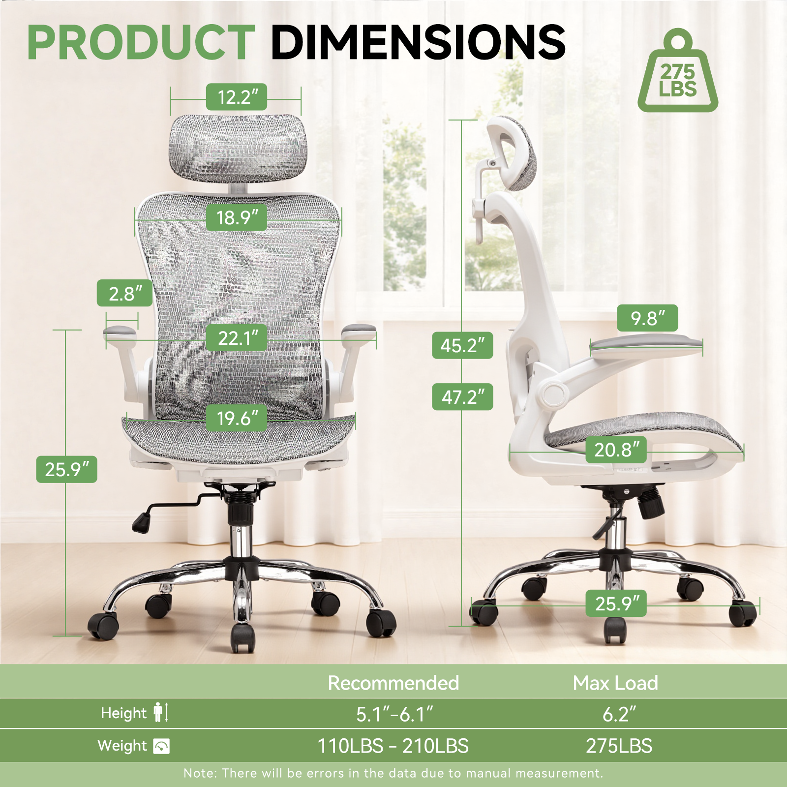 COMHOMA Rocking Mesh Office Chair with 3D Armrests and Headrest CH90