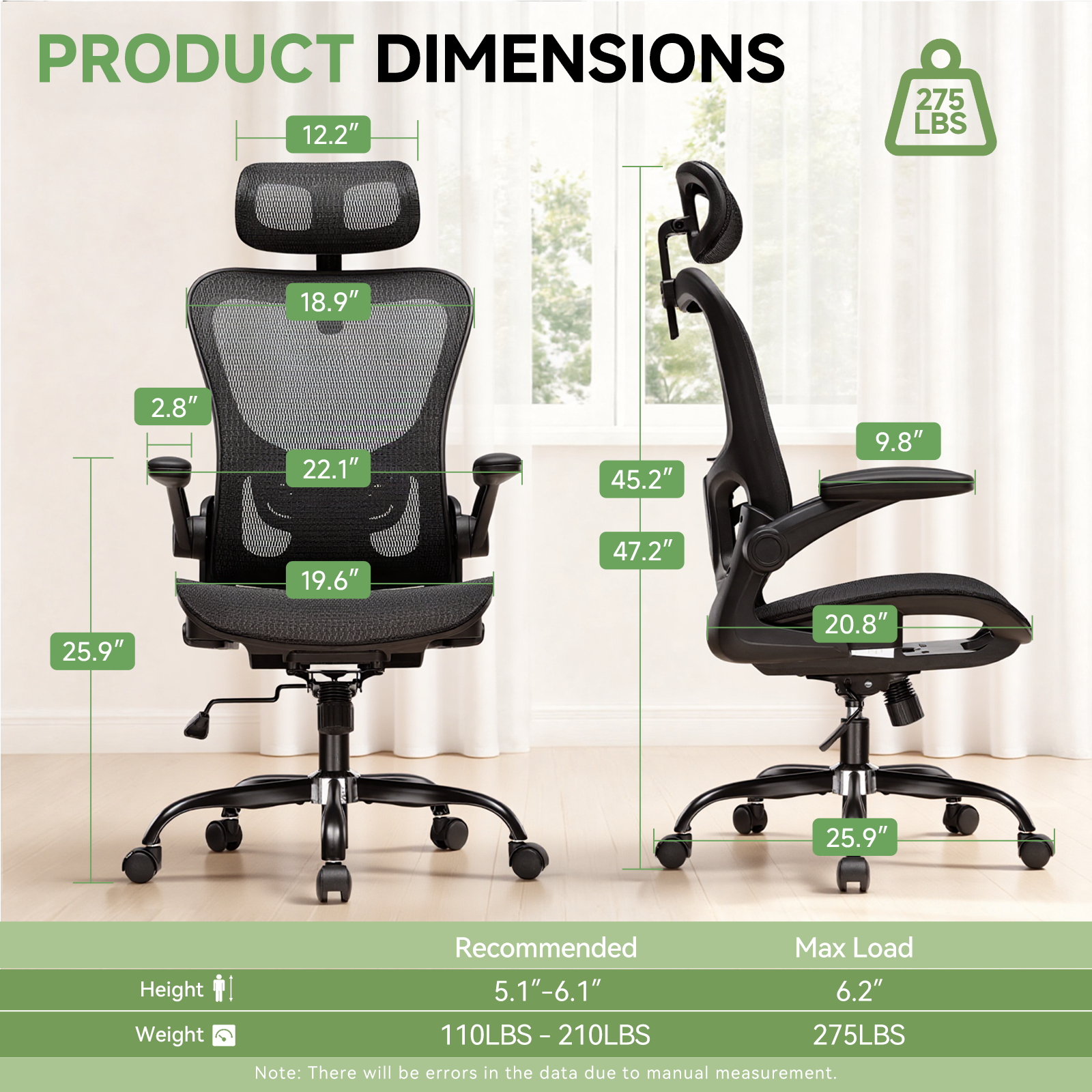 COMHOMA Rocking Mesh Office Chair with 3D Armrests and Headrest CH90