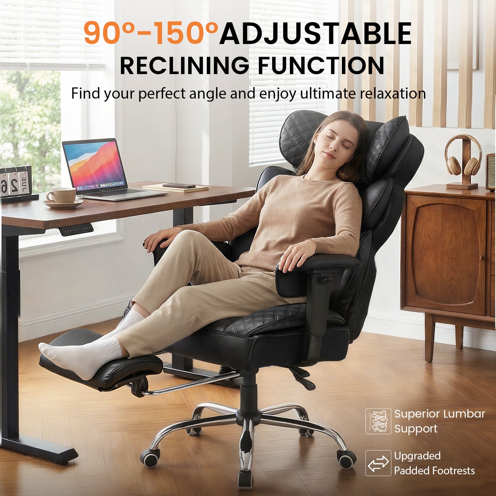GTPLAYER Big and Tall Office Chair, 90°-150° Recline High Back CH910