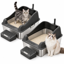 COMHOMA® XL Stainless Steel Cat Litter Box for Small/Big/Multi Cats CHPET-LB