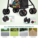 COMHOMA® Foldable Pet Stroller with Weather Cover, Storage Basket & Cup Holder for Small-Med Dogs & Cats CHPET
