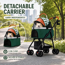 COMHOMA® Foldable Pet Stroller with Weather Cover, Storage Basket & Cup Holder for Small-Med Dogs & Cats CHPET