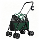 COMHOMA® Foldable Pet Stroller with Weather Cover, Storage Basket & Cup Holder for Small-Med Dogs & Cats CHPET