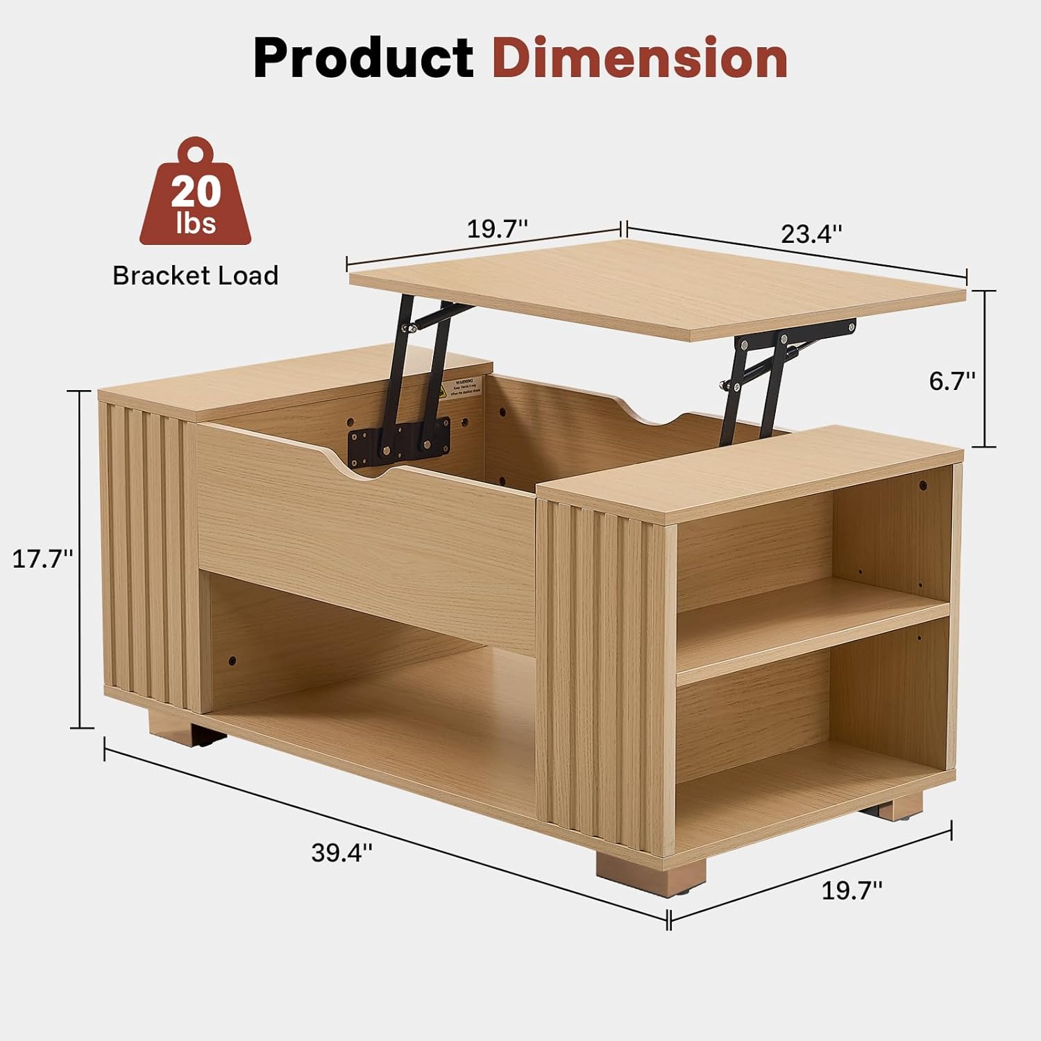 COMHOMA Coffee Table with Lifting Top & Hidden Storage