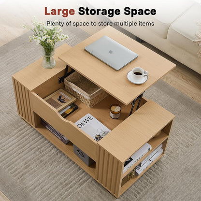 COMHOMA Coffee Table with Lifting Top & Hidden Storage