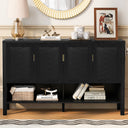 U_STYLE 55.1''Storage Sideboard with 4-Doors,Multi Functional Buffet with Open Shelf and 2-Tiers Adjustable Shelves,Modern Cabinet with Double Hooks,Suitable for Living Room, Hallway, Dining,Office.