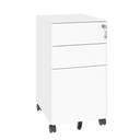 3-Drawer Mobile File Cabinet with Lock, All-Steel Metal Storage on Wheels, Two Shallow & One Deep Drawer for Office/Home, Fully Assembled, White, 110lbs/Drawer, Anti-Tip Design