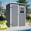 5x3ft Gray Resin Outdoor Storage Shed with Floor, Waterproof Lockable Design and Window - Ideal Tool & Garden Storage for Backyard, Patio, Lawn