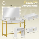 COMHOMA Makeup Vanity Desk with 4 Drawers and Charging Station, 3 Color Modes B1007