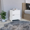 Nightstand with 2-Drawers, End Table with Sturdy Base, White