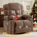 Oversized Massage Swivel Recliner Chair with Lumbar Heating for Living Room Rocker Recliner with Cup Holders and USB Charge Port, for Adult
