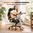 CloudRest Pro® Rocking Leather Office Chair with Back Support and Flip-up Armrests, for Short People Use