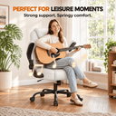 CloudRest Pro® Rocking Leather Office Chair with Back Support and Flip-up Armrests, for Short People Use
