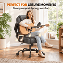 CloudRest Pro® Rocking Leather Office Chair with Back Support and Flip-up Armrests, for Short People Use