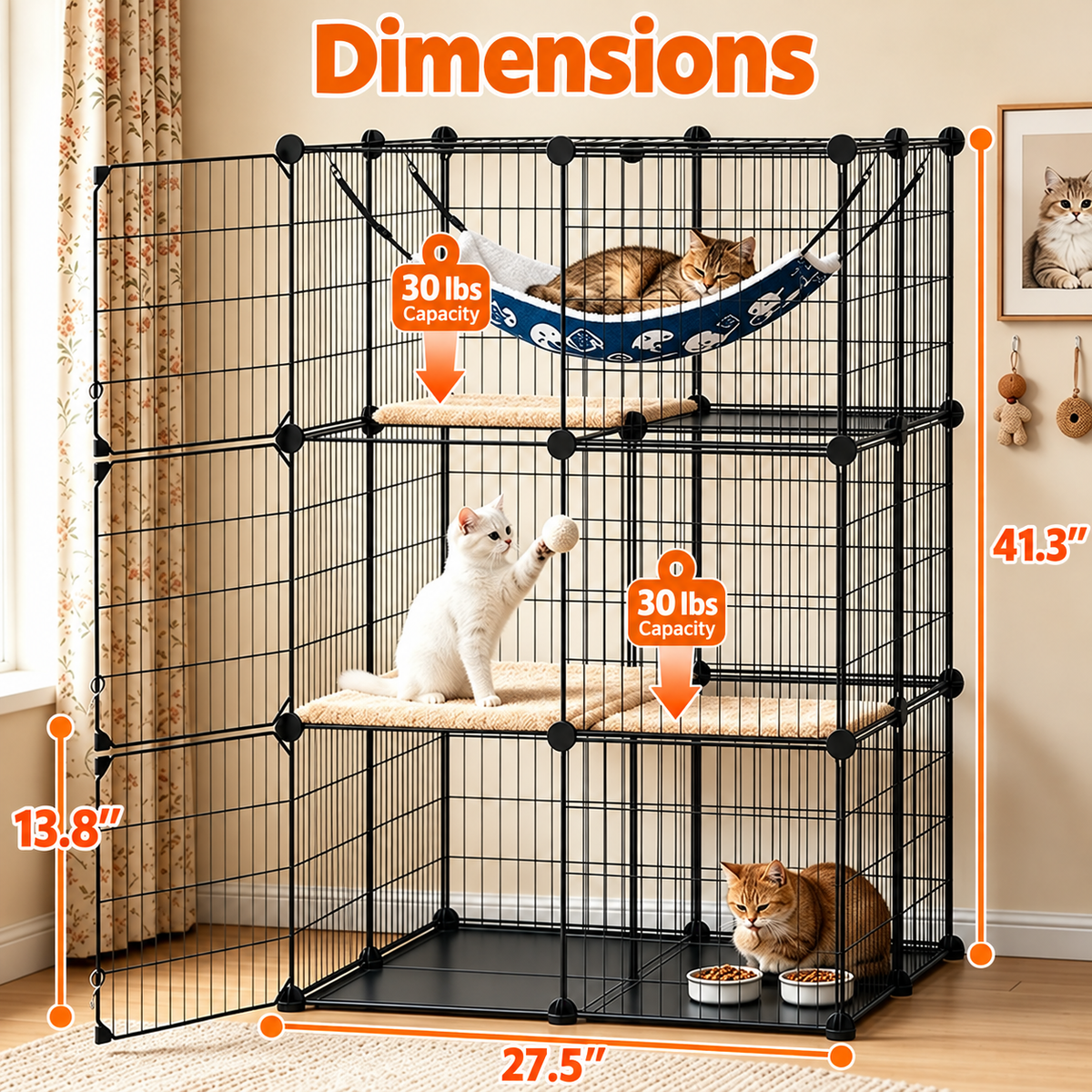 COMHOMA® 3/4/5 Tiers Cat Cage for Multiple Cats with Removable Tray & Hammock PET08