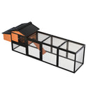 Wooden Chicken Coop Large Outdoor Hen House with Nesting Box and Enclosed Run, Waterproof for Backyard, Black+Brown Solid Fir Wood, 106.3 x 26.2 x 34.3 inches