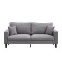 Modern Upholstered 3-Seater Sofa, High Resilience with Wooden Frame, Light Gray Corduroy, 74 Inches