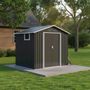 7x4.3ft Metal garden sheds outdoor storage sheds Coal Grey with window