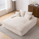 028DR-Oversized chaise Lounge chair, Upholstered Sleeper Sofa Bed with 4 Throw Pillows and Armrests, Corduroy Fabric Plush Lounge Chair Bed for Living Room, Apartment & Small Spaces, Beige