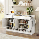 U-Style Farmhouse Sideboard with 3 Drawers & 4 Doors,59.1' Multi-Functional Storage Buffet with Adjustable Shelf and Open Storage Compartments, Suitable for Dining Room, Living Room, Entryway.