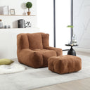Fluffy bean bag chair, comfortable bean bag for adults, super soft lazy sofa chair with memory foam and ottoman, indoor modern focus bean bag chair for living room, bedroom, apartment
