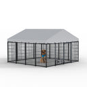 Large Dog Kennel Outdoor Pet Pens Dogs Run Enclosure Animal Hutch Metal Coop Fence with Roof Cover. 9.62'L x 9.35'W x 6.18'H.