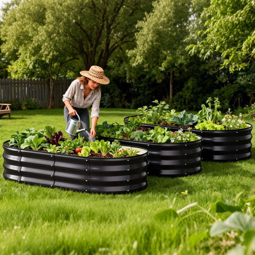 COMHOMA Metal Raised Garden Bed with Gloves Tools OT-GD02