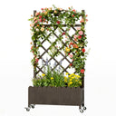 COMHOMA 2x1x4 FT Elevated Garden Bed with Trellis and Wheels for Climbing Plants, Wood, OT-GD01