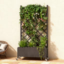 COMHOMA 2x1x4 FT Elevated Garden Bed with Trellis and Wheels for Climbing Plants, Wood, OT-GD01