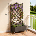 COMHOMA 2x1x4 FT Elevated Garden Bed with Trellis and Wheels for Climbing Plants, Wood, OT-GD01