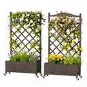 COMHOMA 2x1x4 FT Elevated Garden Bed with Trellis and Wheels for Climbing Plants, Wood, OT-GD01