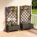 COMHOMA 2x1x4 FT Elevated Garden Bed with Trellis and Wheels for Climbing Plants, Wood, OT-GD01