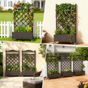 COMHOMA 2x1x4 FT Elevated Garden Bed with Trellis and Wheels for Climbing Plants, Wood, OT-GD01