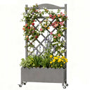 COMHOMA 2x1x4 FT Elevated Garden Bed with Trellis and Wheels for Climbing Plants, Wood, OT-GD01