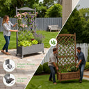 COMHOMA 2x1x4 FT Elevated Garden Bed with Trellis and Wheels for Climbing Plants, Wood, OT-GD01