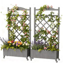 COMHOMA 2x1x4 FT Elevated Garden Bed with Trellis and Wheels for Climbing Plants, Wood, OT-GD01