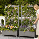 COMHOMA 2x1x4 FT Elevated Garden Bed with Trellis and Wheels for Climbing Plants, Wood, OT-GD01