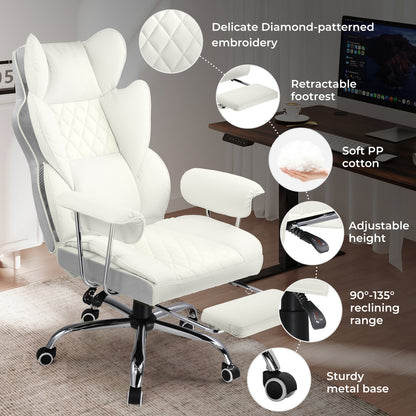 COMHOMA Leather Game & Office Chair with Lumbar Support & Adjustable Footrest GT205