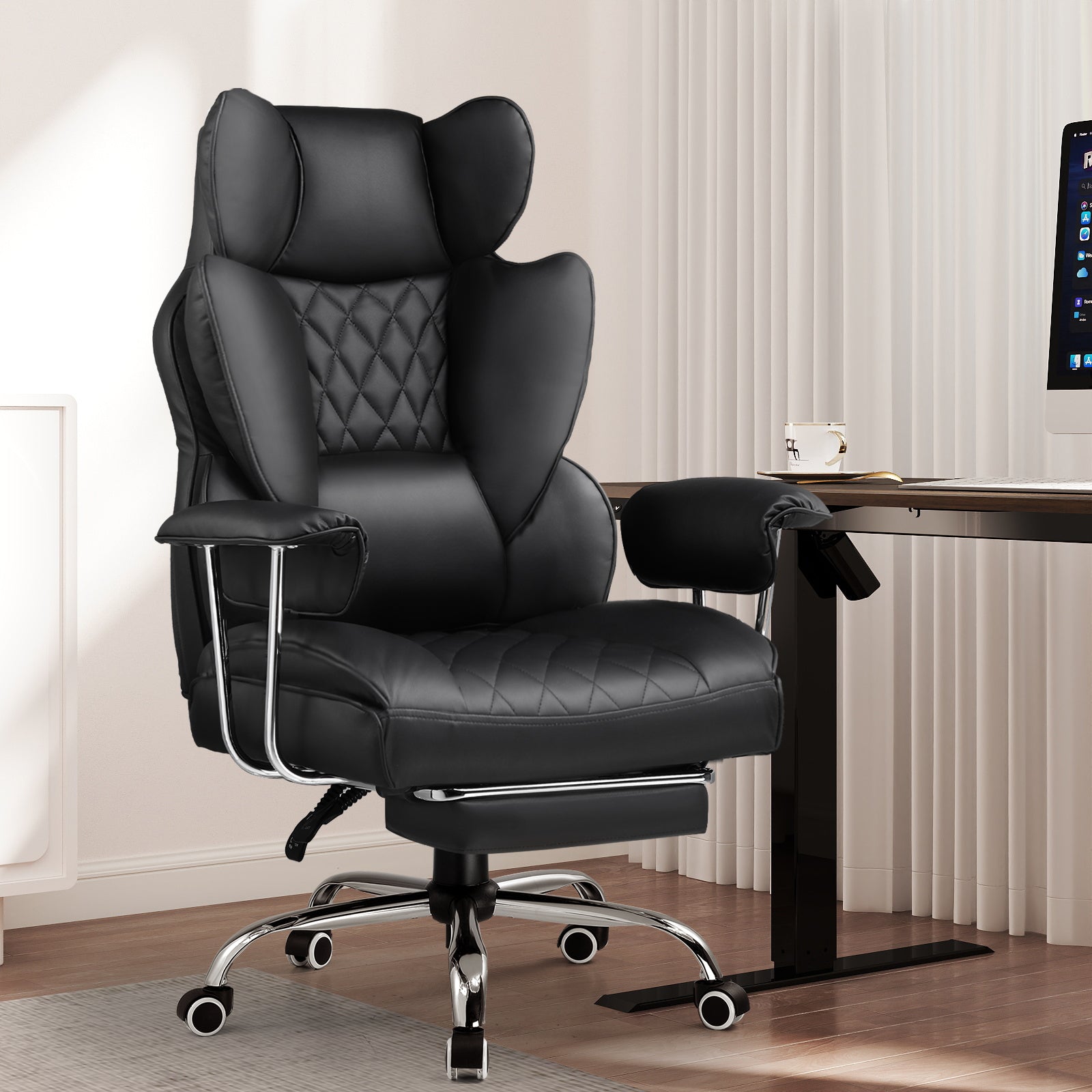 COMHOMA Upgraded Big and Tall Office Chair 400LBS with Pillow & Adjustable Armrest CH510/CH511