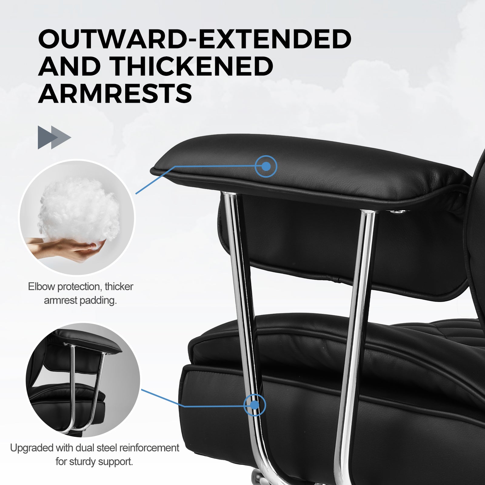 COMHOMA Upgraded Big and Tall Office Chair 400LBS with Pillow & Adjustable Armrest CH510/CH511